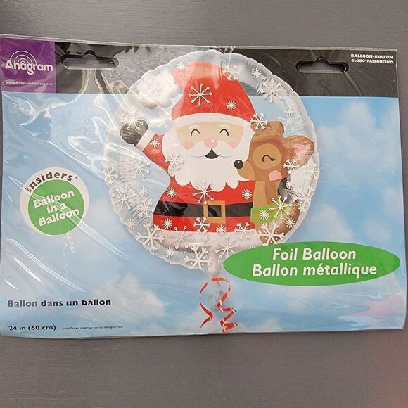 Balloon in a Balloon. Santa and Reindeer and Snowman Foil Balloons. - Picture 1 of 7
